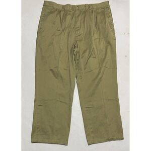 Vintage Willis & Geiger Khaki Pants Mens 42 X 29 Olive Green Pleated Twill Chino